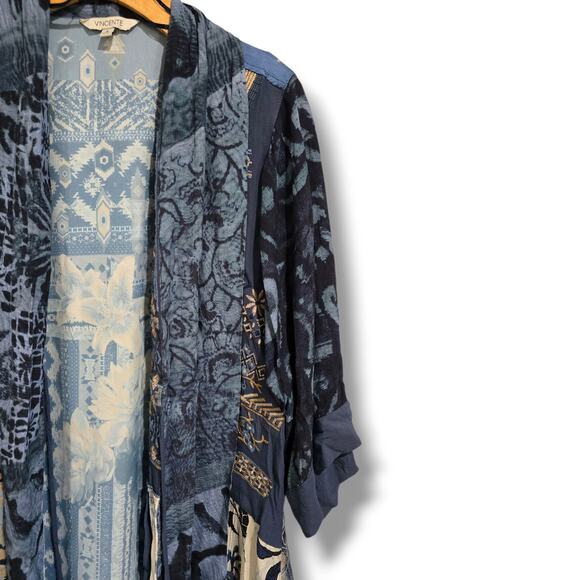 Vicente Women’s Blue Embroidered Floral Open Front Kimono Cardigan – Small - Picture 2 of 8